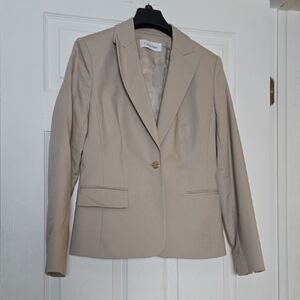 Calvin Klein Women's Beige Cotton Strech Blend Blazer Size 2